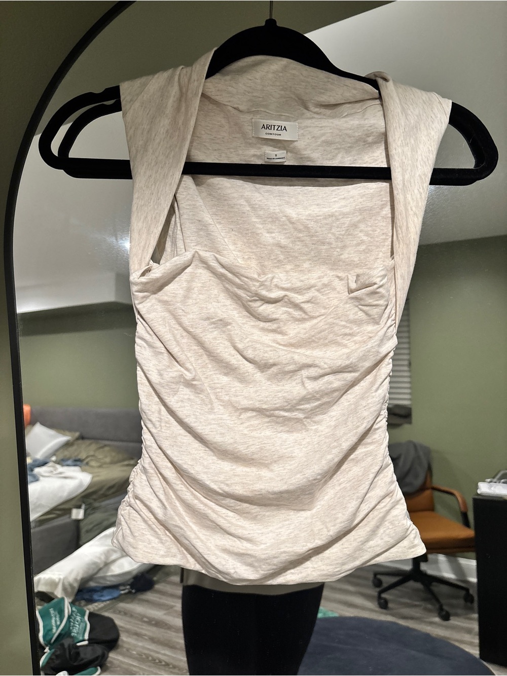 Aritzia Contour Scoop Neck Tank - Light Heather Beige